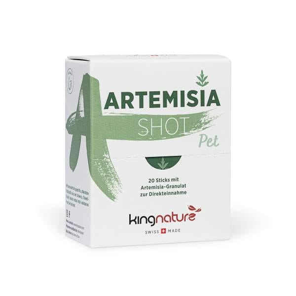 Artemisia Shot Pet Packshot Front Web Artemisia Shots: Artemisia als Granulat für leichteres Schlucken