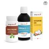 Hirnpaket_basic Das Hirnpaket Basic enthält Q10 Strong (weiße Flasche, grüne Blätter), Omega-3 Vida (schwarze Flasche, Fischbild) und Vitamin D3 Vida (weiße Box, Kokosnuss) - ideal für die tägliche Routine.